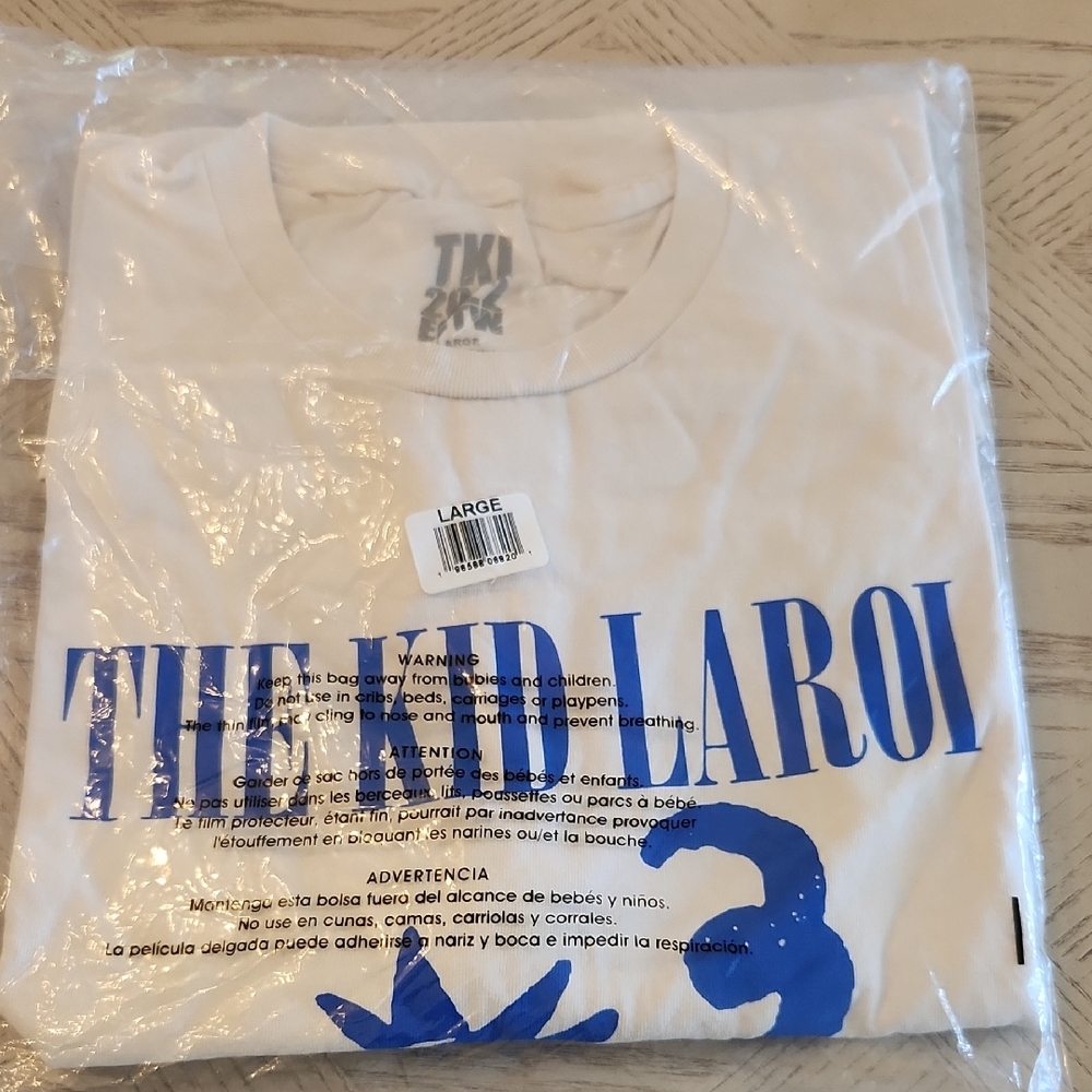 The Kid Laroi White and Blue Graphic Tee End of the World Concert Tour Size L